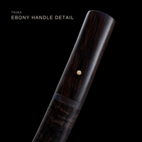 Unsharpened Ebony Tanto — U-no-kubi Profile, Pierced Brass Fuchi — gallery image 7