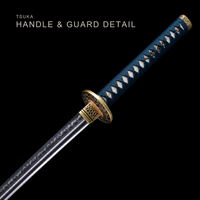 Unsharpened T10 Candle-Hamon Collector Iaito — Teal Ito, Black Saya — gallery image 8