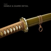 Unsharpened Kobuse Jigane Collector Type 98 Sword — Brown Ito, Olive Iron Saya — gallery image 5