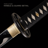 Unsharpened Mirror-Polished Katana — 5160 Spring Steel, Black Kamon Saya, Iron Tsuba — gallery image 8