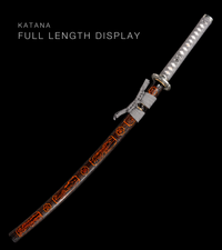 Unsharpened T10 Clay-Tempered Collector Katana — Grey Ito, Russet Carved Saya — gallery image 2
