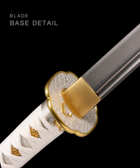 Unsharpened Collector Katana — White Ito, Orange Lacquered Saya — gallery image 7