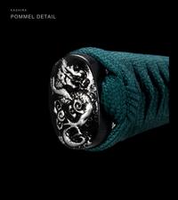 Unsharpened Hira-Zukuri Katana for Display – Silver Dragon Fittings — gallery image 5