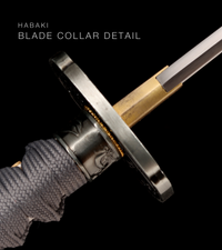 Unsharpened T10 Clay-Tempered Collector Katana — Grey Ito, Russet Carved Saya — gallery image 5