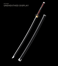 Unsharpened Black-Finish Anime Collector Katana — Black & Red Ito, Wheel Tsuba — gallery image 1