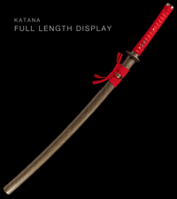 Unsharpened Collector Katana — Red Ito, Gold Rayskin-Texture Saya — gallery image 2