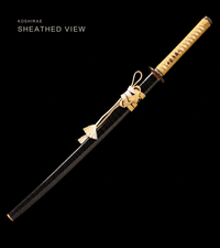 Unsharpened Clay-Tempered Collector Katana — Black Speckled Saya, Cream Ito, Bo-Hi — gallery image 2