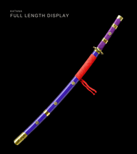 Unsharpened Purple-Flame Anime Collector Katana — Purple Ito, Gold-Trim Saya — gallery image 2