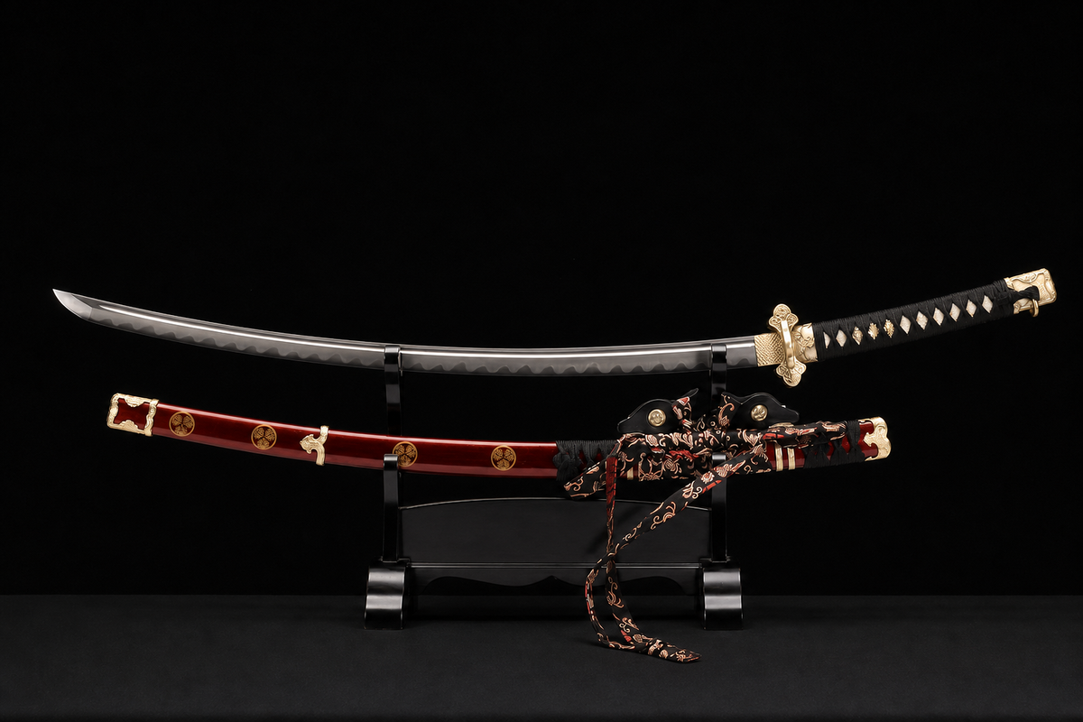 Unsharpened Shogunate Collector Tachi — Clay-Tempered, Copper Fittings — unsheathed