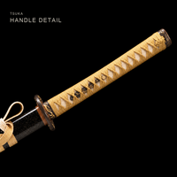 Unsharpened Clay-Tempered Collector Katana — Black Speckled Saya, Cream Ito, Bo-Hi — gallery image 3