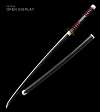 Unsharpened Black-Finish Anime Collector Katana — Black & Red Ito, Wheel Tsuba — gallery image 3