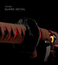 Unsharpened Blackened Collector Katana — Red Lacquered Saya — gallery image 4