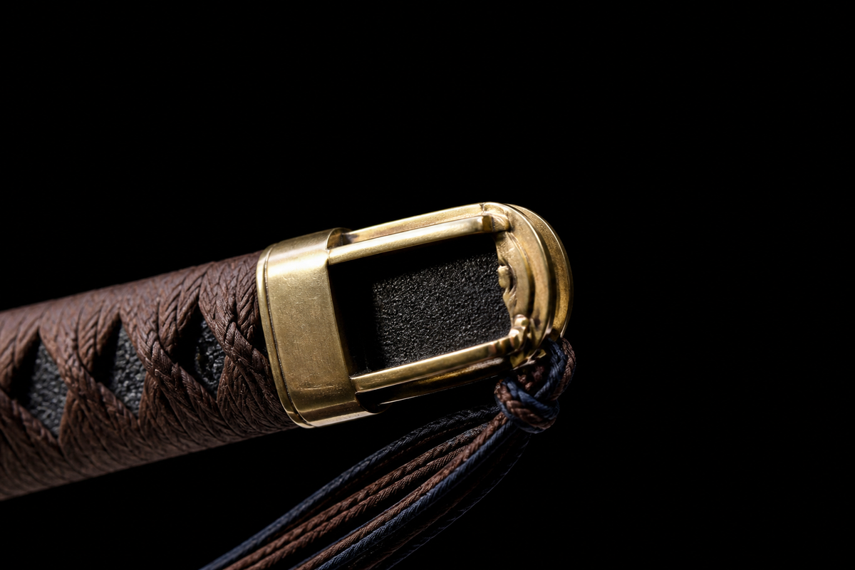 Refined Jigane WWII Navy Sword — Brown Ito, Rayskin Saya — photograph 4
