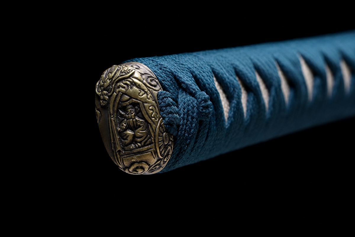 T10 Candle-Hamon Iaito — Teal Ito, Black Saya — photograph 4