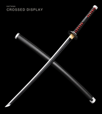 Unsharpened Black-Finish Anime Collector Katana — Black & Red Ito, Wheel Tsuba — gallery image 4