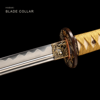 Unsharpened Clay-Tempered Collector Katana — Black Speckled Saya, Cream Ito, Bo-Hi — gallery image 4