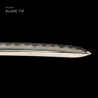 Unsharpened Clay-Tempered Collector Katana — Black Speckled Saya, Cream Ito, Bo-Hi — gallery image 5