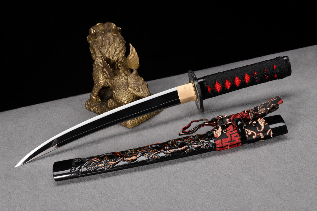 Unsharpened Collector Wakizashi — 1065 Carbon Steel, Mirror Polish — view 6