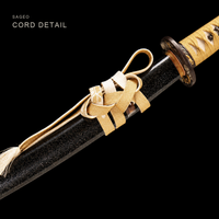 Unsharpened Clay-Tempered Collector Katana — Black Speckled Saya, Cream Ito, Bo-Hi — gallery image 6