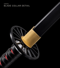 Unsharpened Black-Finish Anime Collector Katana — Black & Red Ito, Wheel Tsuba — gallery image 6