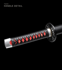 Unsharpened Black-Finish Anime Collector Katana — Black & Red Ito, Wheel Tsuba — gallery image 8