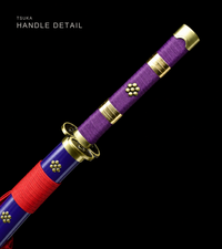 Unsharpened Purple-Flame Anime Collector Katana — Purple Ito, Gold-Trim Saya — gallery image 7