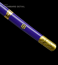 Unsharpened Purple-Flame Anime Collector Katana — Purple Ito, Gold-Trim Saya — gallery image 8
