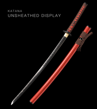 Unsharpened Blackened Collector Katana — Red Lacquered Saya — gallery image 1