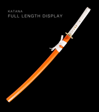 Unsharpened Collector Katana — White Ito, Orange Lacquered Saya — gallery image 6