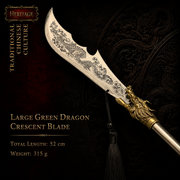 Green Dragon Crescent Blade Miniature Guan Dao - close-up detail - MythArc collectible