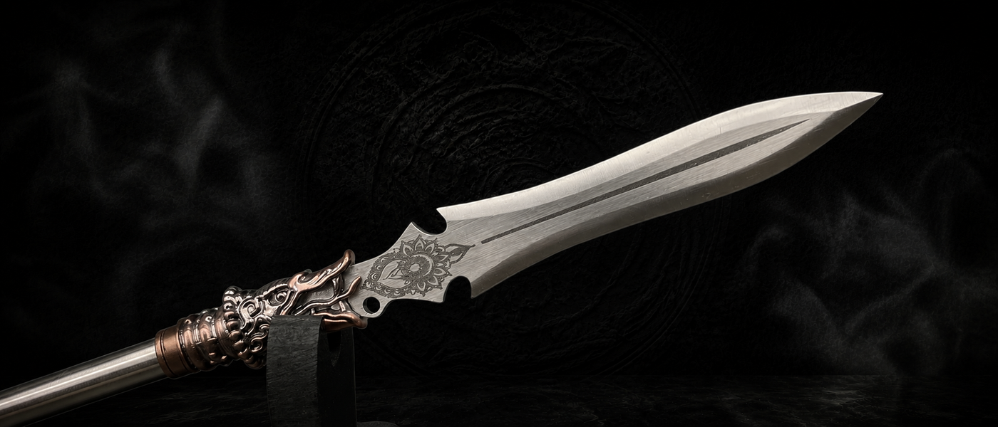 Bright Silver Spear Miniature - detail view - MythArc collectible
