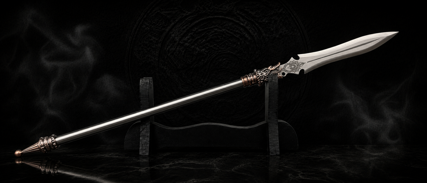 Bright Silver Spear Miniature - detail view - MythArc collectible