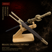 Youlong Dragon Damascus Steel Sword - handle detail - MythArc collectible