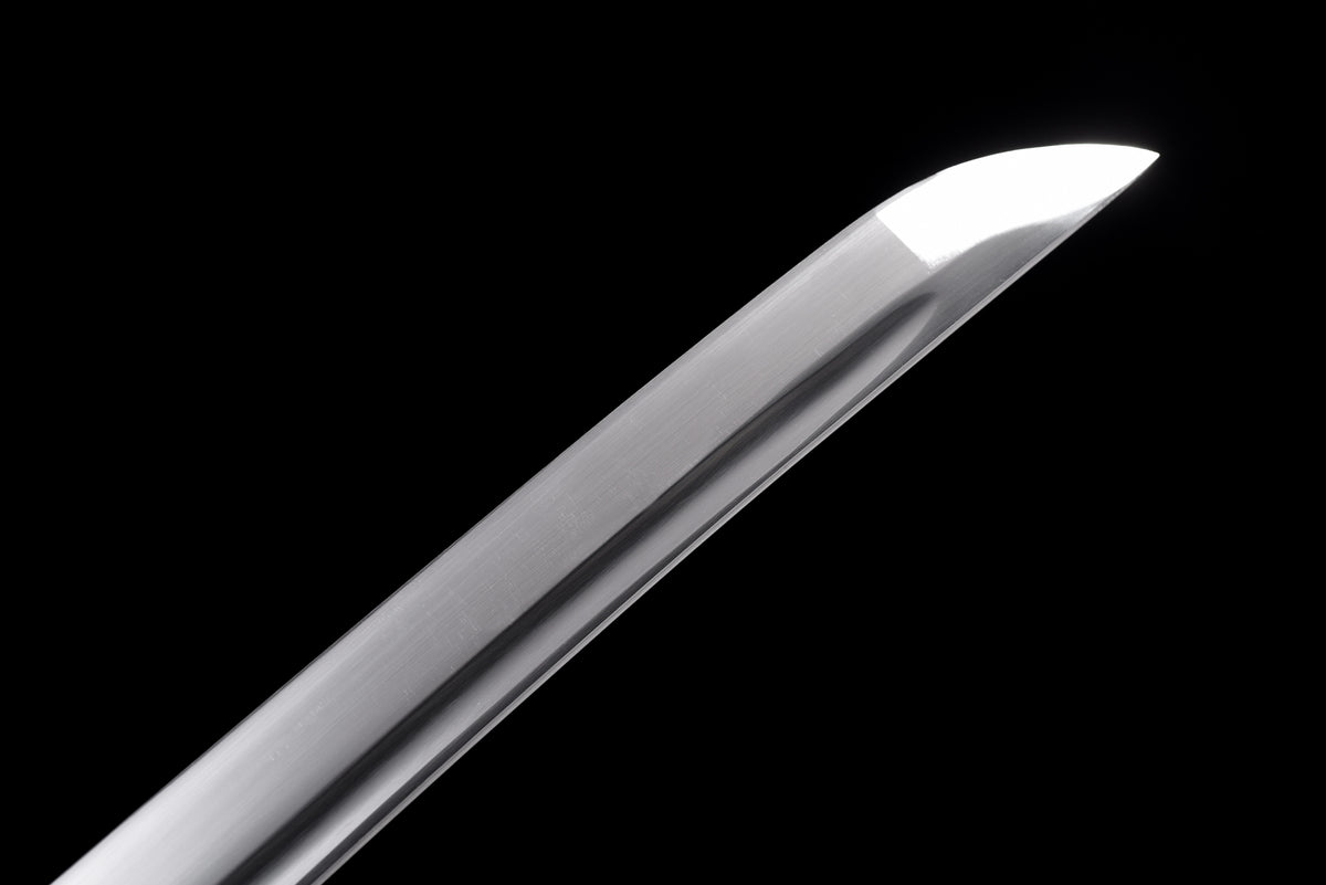 Lightning-Tsuba Anime Katana & Wakizashi — White Ito, Blue Sageo · Unsharpened — studio photograph 7