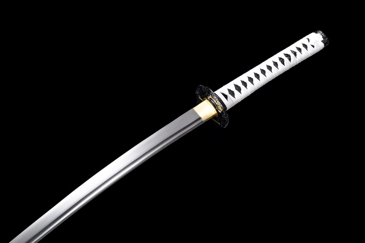 Lightning-Tsuba Anime Katana & Wakizashi — White Ito, Blue Sageo · Unsharpened — studio photograph 10