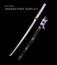Unsharpened Collector Katana — Lavender Ito, Gold-Inlaid Saya — gallery image 1