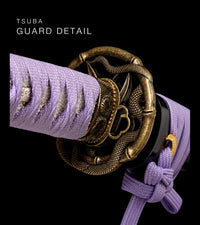 Unsharpened Collector Katana — Lavender Ito, Gold-Inlaid Saya — gallery image 4