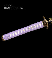 Unsharpened Collector Katana — Lavender Ito, Gold-Inlaid Saya — gallery image 5