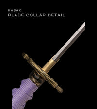 Unsharpened Collector Katana — Lavender Ito, Gold-Inlaid Saya — gallery image 7