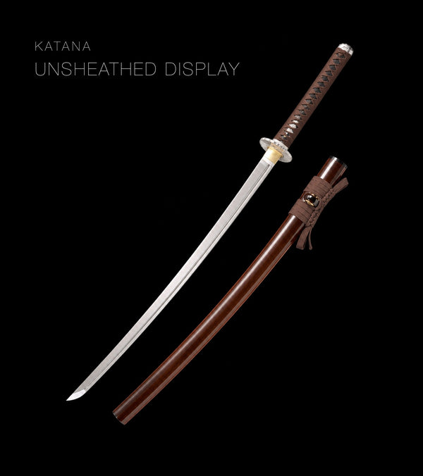 Unsheathed katana, blade and saya — Brown katana