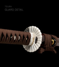 Unsharpened High-Carbon Collector Katana — Brown Wood-Grain Saya — gallery image 4