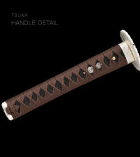 Unsharpened High-Carbon Collector Katana — Brown Wood-Grain Saya — gallery image 5