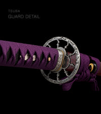 Unsharpened Collector Katana — Purple Ito, Red Metallic Saya — gallery image 4