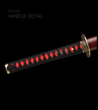 Unsharpened Collector Katana — Black Ito, Burgundy Lacquered Saya — gallery image 7