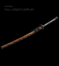 Unsharpened Blackened Collector Katana — Amber Carved Dragon Saya — gallery image 2