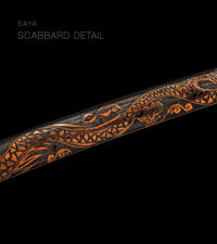 Unsharpened Blackened Collector Katana — Amber Carved Dragon Saya — gallery image 3