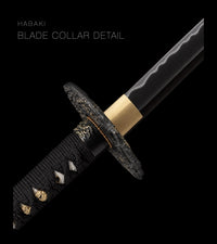 Unsharpened Blackened Collector Katana — Amber Carved Dragon Saya — gallery image 7