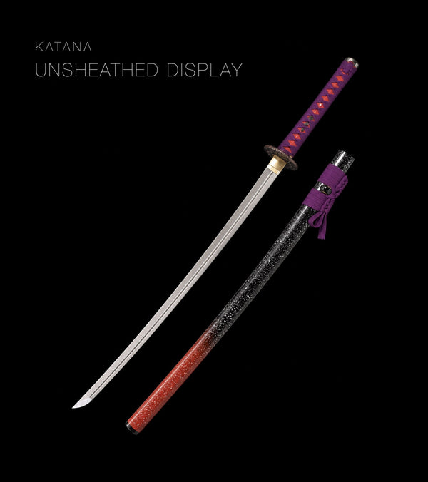 Unsheathed katana, blade and saya — Purple & Red katana