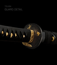 Unsharpened Collector Katana — Gold-Menuki Ito, Black Speckled Saya — gallery image 7