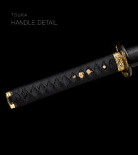 Unsharpened Collector Katana — Gold-Menuki Ito, Black Speckled Saya — gallery image 8
